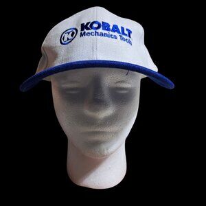 Kobalt Mechanics Tools White & Blue Adjustble Hat Baseball Cap